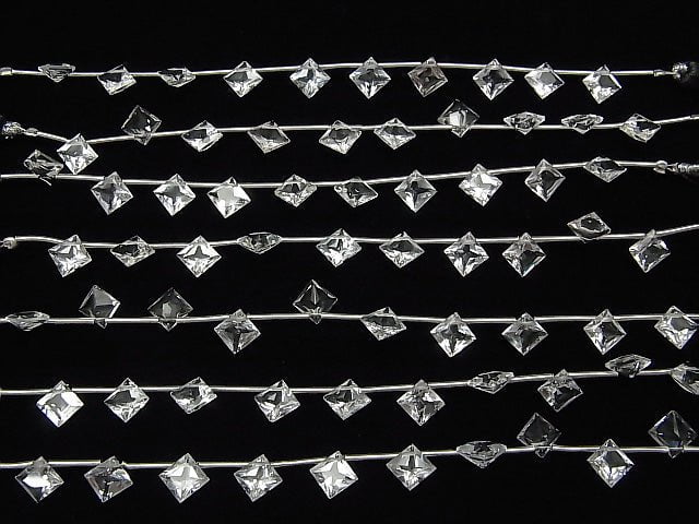 [Video] High Quality White Topaz AAA Diamond Princess Cut 8x8mm 1strand (8pcs)