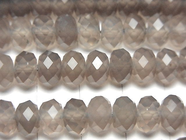 [Video] High Quality! Gray Onyx AAA Faceted Button Rondelle 8x8mm half or 1strand beads (aprx.15inch / 36cm)