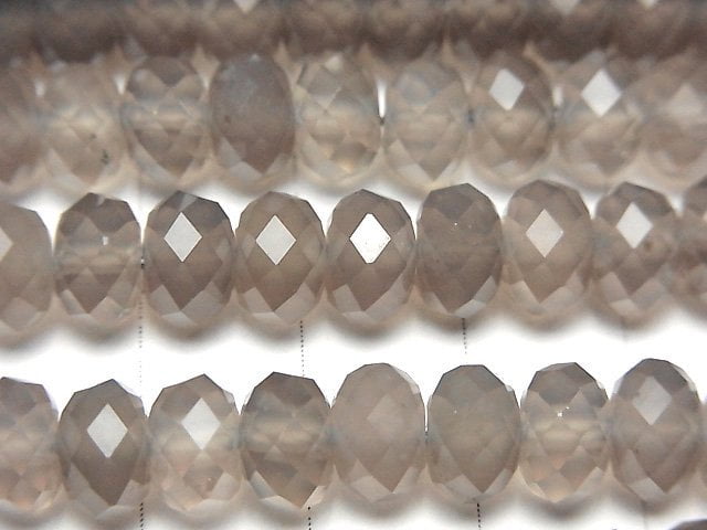 [Video] High Quality! Gray Onyx AAA Faceted Button Roundel 8x8mm half or 1strand beads (aprx.15inch / 36cm)