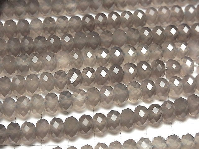 [Video] High Quality! Gray Onyx AAA Faceted Button Roundel 8x8mm half or 1strand beads (aprx.15inch / 36cm)