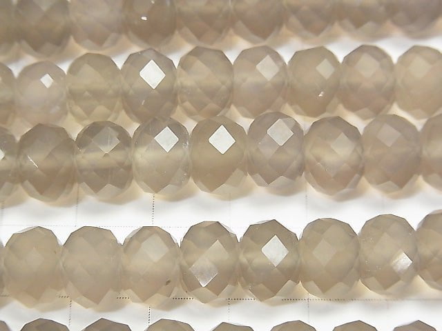 [Video] High Quality! Gray Onyx AAA Faceted Button Rondelle 10x10mm half or 1strand beads (aprx.15inch / 36cm)