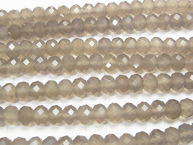 [Video] High Quality! Gray Onyx AAA Faceted Button Rondelle 10x10mm half or 1strand beads (aprx.15inch / 36cm)