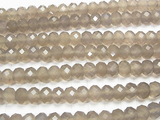 [Video] High Quality! Gray Onyx AAA Faceted Button Roundel 10x10mm half or 1strand beads (aprx.15inch / 36cm)