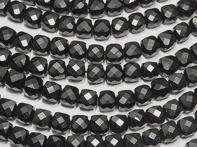 [Video] High Quality! Black Spinel AAA Cube Shape 8x8x8mm half or 1strand beads (aprx.15inch / 36cm)