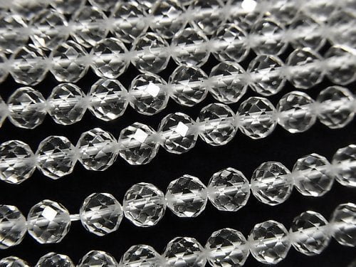 Crystal Quartz, Faceted Round Gemstone Beads