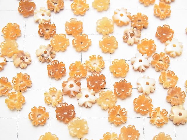 [Video] Orange Shell AAA Flower 6mm Center Hole 4pcs