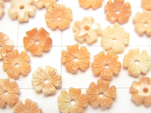 [Video] Orange Shell AAA Flower 6mm Center Hole 4pcs