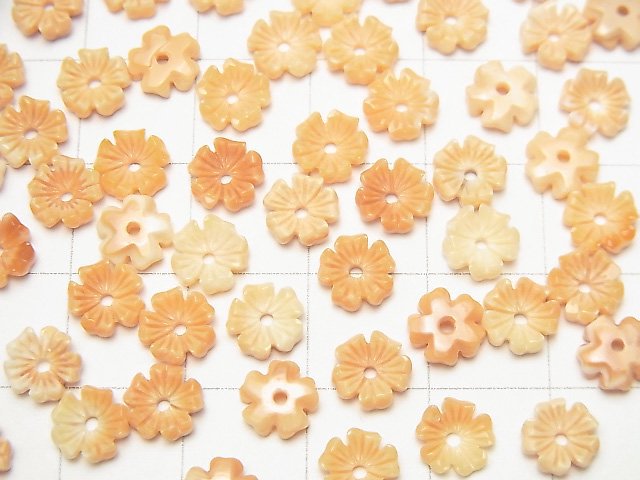 [Video] Orange Shell AAA Flower 6mm Center Hole 4pcs