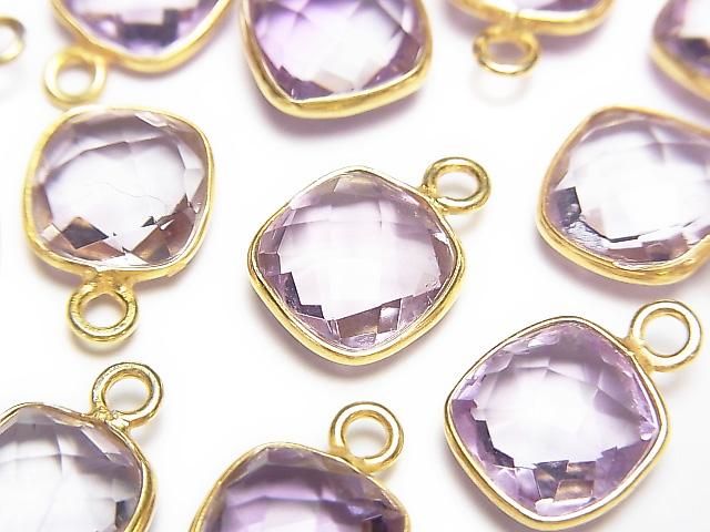 高品質粉色紫水晶 AAA 級 包鑲 方墊形切割 10x10mm 18KGP 1件