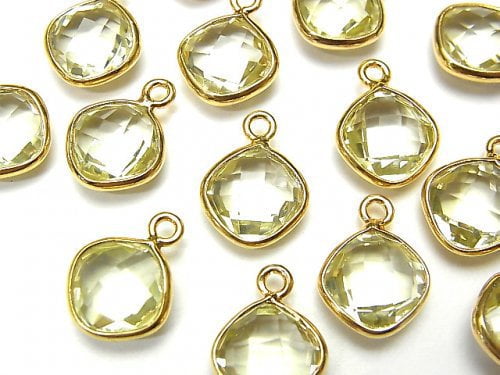 Bezel Setting, Diamond, Lemon Quartz Gemstone Beads