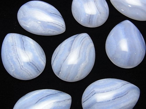 [Video] Blue Lace Agate AAA Pear Shape Cabochon 25x18mm 2pcs