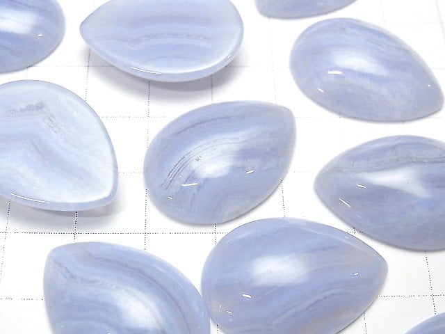 [Video] Blue Lace Agate AAA Pear Shape Cabochon 25x18mm 2pcs