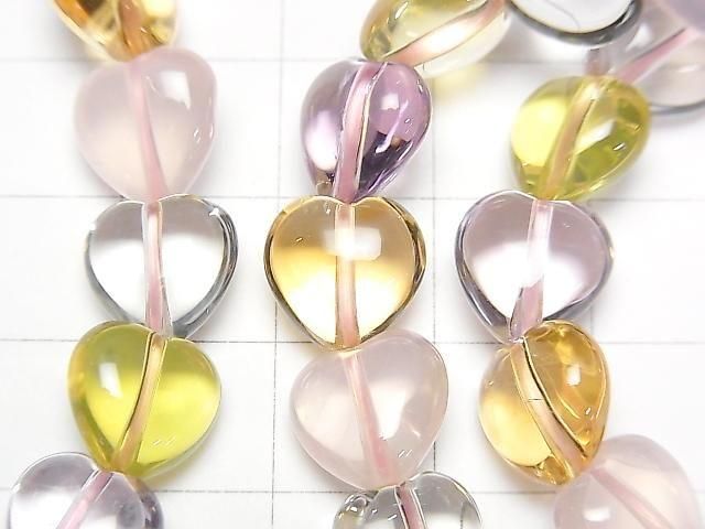 AAA級高品質混合石 - 垂直孔心形 10x10x6mm 1串珠子 (手鍊)