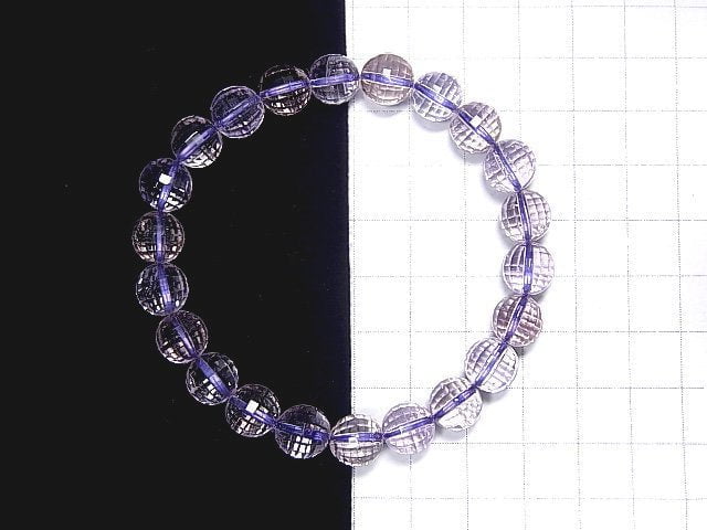 [Video] [One of a kind] High Quality Ametrine AAA- Mirror Faceted Round 8.5mm Bracelet NO.97