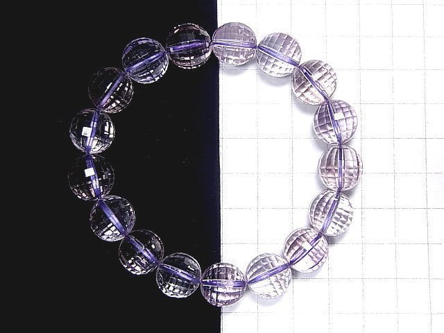 [Video] [One of a kind] High Quality Ametrine AAA- Mirror Faceted Round 11mm Bracelet NO.104