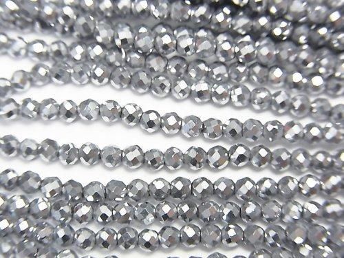 [Video]High Quality! Hematite Faceted Round 2mm Silver Coated 1strand beads (aprx.14inch/35cm)