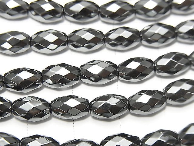 [Video] Hematite Faceted Rice 8x5x5mm 1strand beads (aprx.15inch / 38cm)