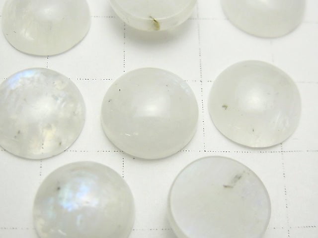 [Video] Rainbow Moonstone AA++ Round Cabochon 12x12mm 3pcs