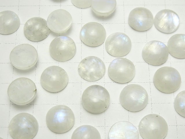 [Video] Rainbow Moonstone AA++ Round Cabochon 12x12mm 3pcs