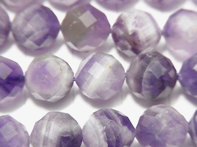 [Video] High Quality! Stripe Amethyst 64Faceted Round 10mm half or 1strand beads (aprx.15inch / 36cm)