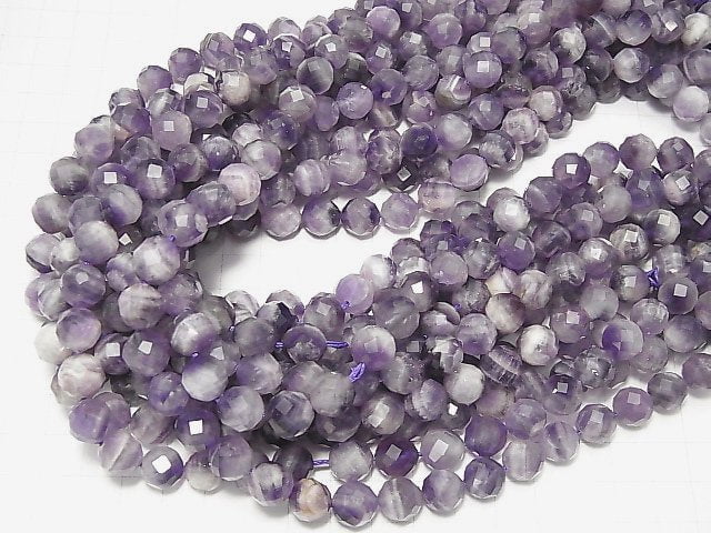 [Video] High Quality! Stripe Amethyst 64Faceted Round 10mm half or 1strand beads (aprx.15inch / 36cm)