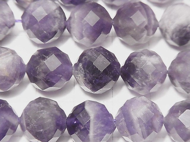 [Video] High Quality! Stripe Amethyst 64Faceted Round 12mm half or 1strand beads (aprx.14inch / 35cm)
