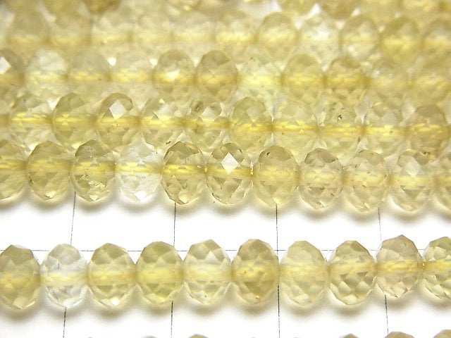 High Quality!  Lemon Quartz AAA Faceted Button Roundel 6x6x4mm half or 1strand beads (aprx.15inch/36cm)