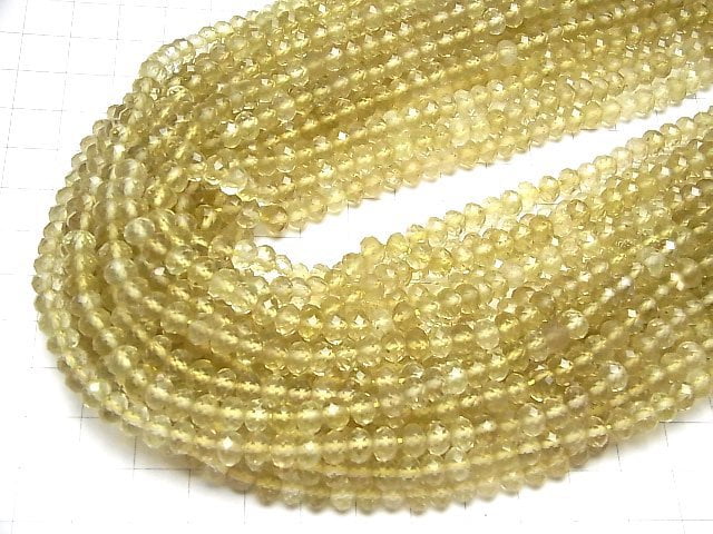 High Quality!  Lemon Quartz AAA Faceted Button Roundel 6x6x4mm half or 1strand beads (aprx.15inch/36cm)