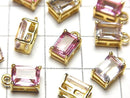 [Video] High Quality Pink Topaz AAA Bezel Setting Rectangle Faceted 7x5mm 18KGP 1pc