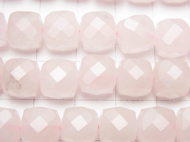 [Video] High Quality! Rose Quartz AA ++ Cube Shape 8x8x8mm half or 1strand beads (aprx.15inch / 37cm)