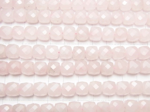 [Video] High Quality! Rose Quartz AA ++ Cube Shape 8x8x8mm half or 1strand beads (aprx.15inch / 37cm)