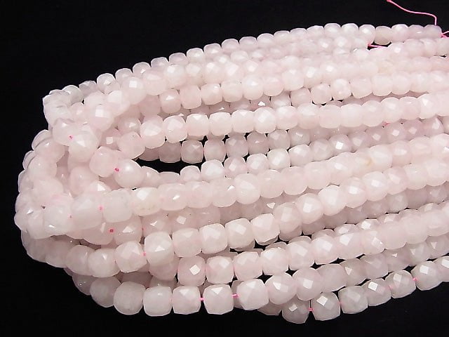 [Video] High Quality! Rose Quartz AA ++ Cube Shape 8x8x8mm half or 1strand beads (aprx.15inch / 37cm)