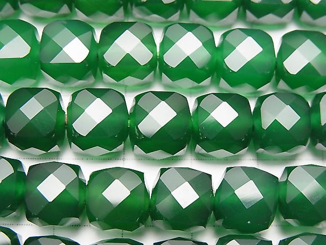 [Video] High Quality! Green Onyx AAA Cube Shape 8.5x8.5x8.5mm half or 1strand beads (aprx.15inch/36cm)