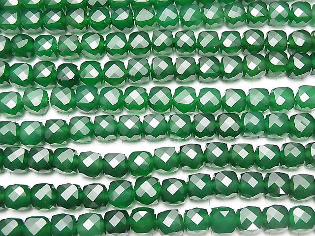 [Video] High Quality! Green Onyx AAA Cube Shape 8.5x8.5x8.5mm half or 1strand beads (aprx.15inch/36cm)