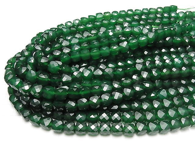 [Video] High Quality! Green Onyx AAA Cube Shape 8.5x8.5x8.5mm half or 1strand beads (aprx.15inch/36cm)