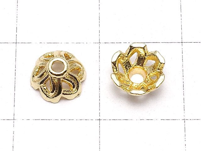 [Video] Metal parts Bead cap 6x6x3.5mm Gold color 10pcs