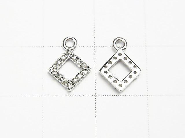 Diamond Donut Charm 8x8x1.5mm Silver925 1pc