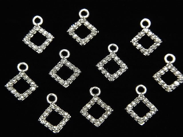 Diamond Donut Charm 8x8x1.5mm Silver925 1pc