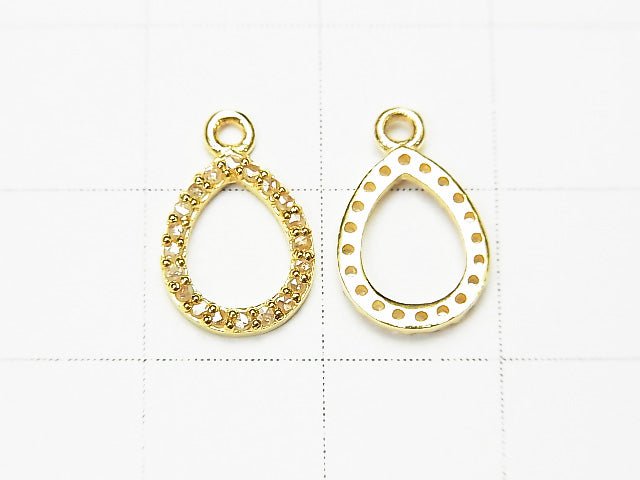 [Video] Diamond Pear shape (Donut ) charm 10x8x1.5mm 18KGP 1pc