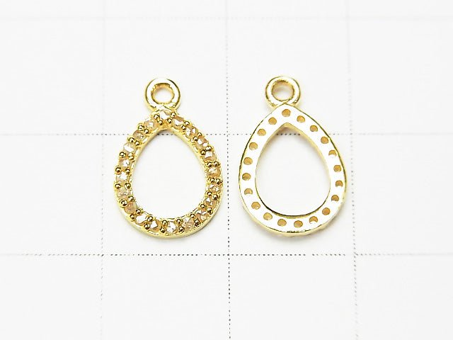 [Video] Diamond Pear shape (Donut ) charm 10x8x1.5mm 18KGP 1pc