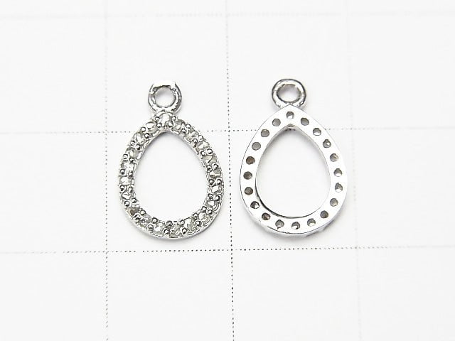 [Video] Diamond Pear shape (Donut ) charm 10x8x1.5mm Silver925 1pc