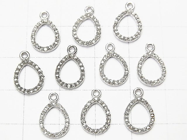 [Video] Diamond Pear shape (Donut ) charm 10x8x1.5mm Silver925 1pc