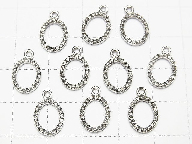 [Video] Diamond Oval Charm 10x8x1.5mm Silver925 1pc