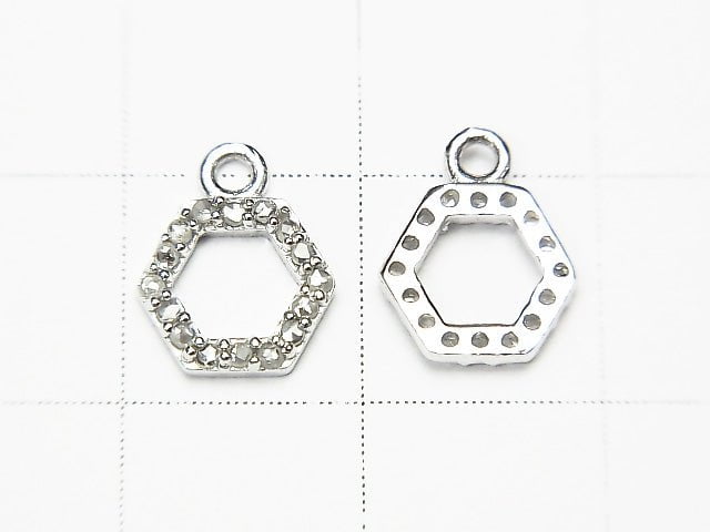 [Video] Diamond Hexagon (Donut) Charm 7x8x1.5mm Silver925 1pc