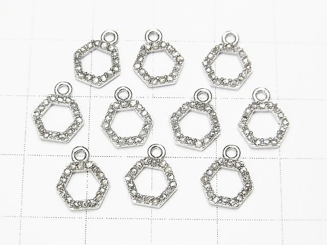 [Video] Diamond Hexagon (Donut) Charm 7x8x1.5mm Silver925 1pc