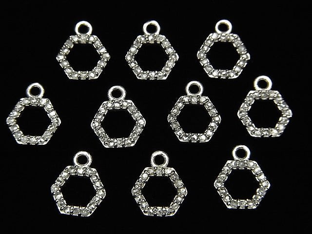 [Video] Diamond Hexagon (Donut) Charm 7x8x1.5mm Silver925 1pc