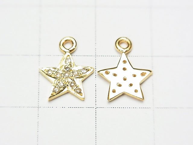 [Video] Diamond Star Charm 9x9x1.5mm 18KGP 1pc