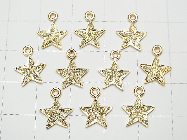 [Video] Diamond Star Charm 9x9x1.5mm 18KGP 1pc