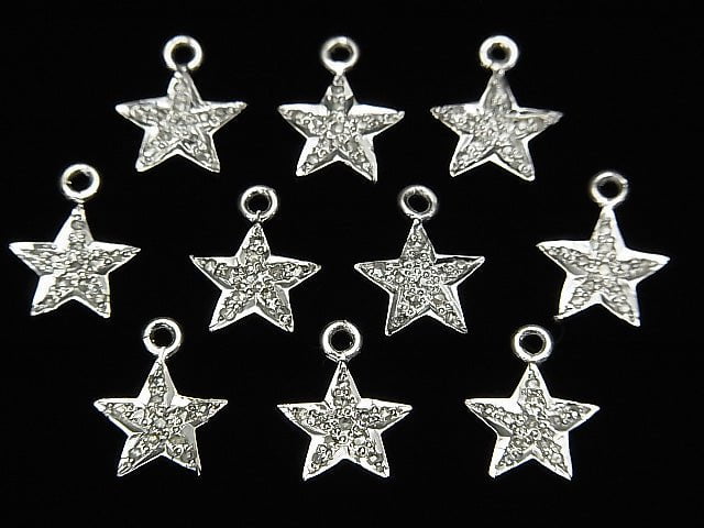 [Video] Diamond Star Charm 9x9x1.5mm Silver925 1pc