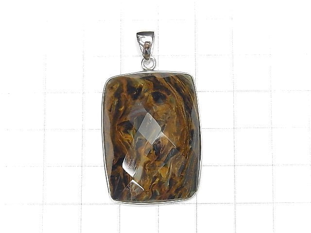 [Video] [One of a kind] High Quality Pietersite AAA Faceted Pendant Silver925 NO.50